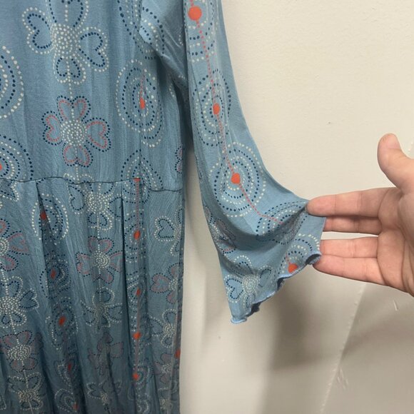 Gudrun Sjoden Blue red Floral Patterned Long Dress XL - Picture 3 of 9